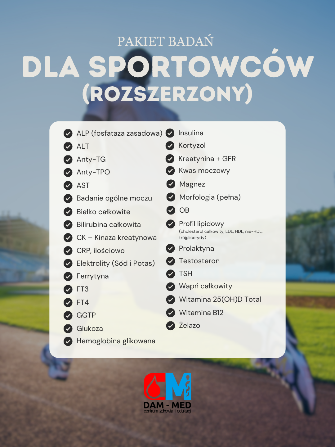 PAKIET BADAŃ_format post - 27 Pakiet dla Sportowców (również amatorów) rozszerzony - obrazek 1