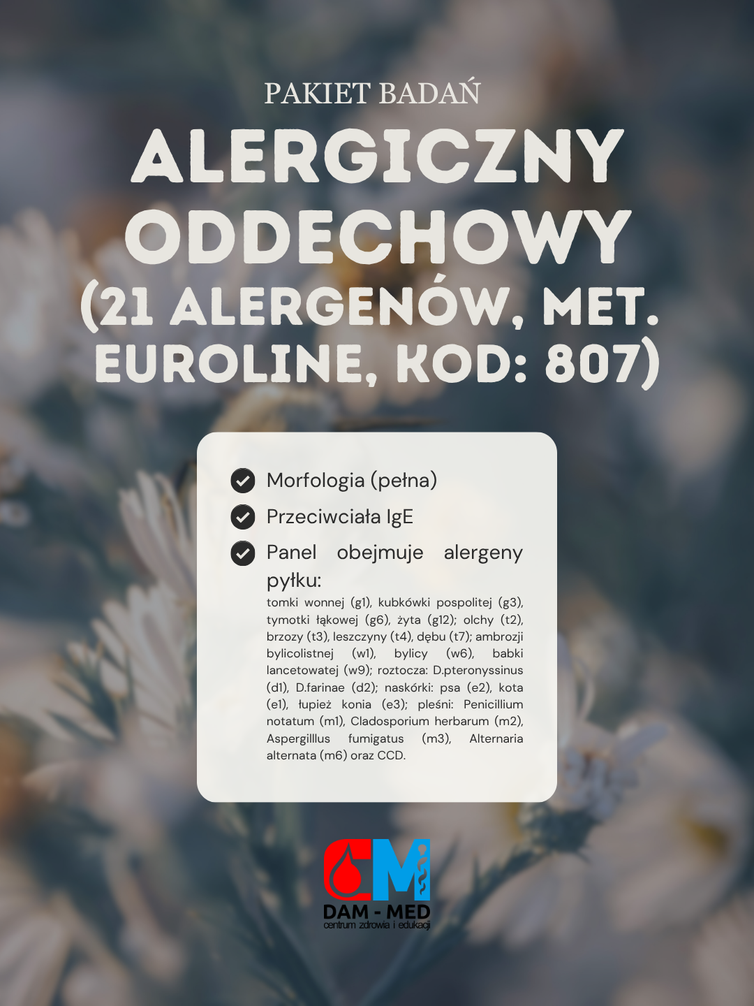 PAKIET BADAŃ_format post - 39 Pakiet alergiczny oddechowy - 21 alergenów, met. EUROLINE, KOD: 807 - obrazek 1